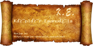 Káplár Emanuéla névjegykártya